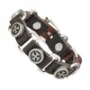 Pulsera de Cuero Punk Retro Europea Aleación Cruz Ancha Moda para Hombre Personalidad Joyería de Mano de Moda Venta al por Mayor