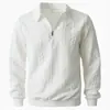 Nova Blusa de Moletom com Zíper Meio e Meio para Primavera e Outono, Comércio Exterior Europeu e Americano, Cor Sólida Casual para Homens