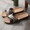 Pantufas de Linho 2025 Femininas Verão Casa Interior Barraca Pantufas de Casal Chão Silencioso Confortável Absorvente de Suor Pantufas Masculinas