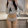 Roupa íntima feminina estilo esportivo, algodão puro na virilha, respirável, cintura média, fenda alta, com letras, para mulheres