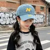 Estilo Coreano Unissex Bebê Bordado Letra N Boné de Baseball Infantil Outono Versátil Pai-Filho Aba Macia Proteção Solar Boné Bico de Pato Tendência