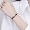 Carlo Ge Pulsera de Plata Tailandesa Retro Bestia Mítica Pixiu para Mujer Moda Creativa Granate Pulsera Casual Creativa para Mujer