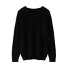 Suéter de outono e inverno novo, elegante e simples, 100% cashmere puro, com botões, gola V, manga longa quente, cor sólida