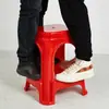 Banqueta Alta, Banco, Banquinho de Banheiro, Banco para Trocar Sapatos, Banqueta de Mesa de Comida de Rua, Cadeira, Banqueta Quadrada Doméstica Espessa de Plástico no Atacado, Banqueta Quadrada Doméstica Vermelha