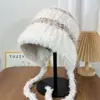 Sombrero Lei Feng Peludo Cálido de Otoño e Invierno Sombrero Baotou a Prueba de Frío del Noreste Sombrero de Punto para Circunferencia de Cabeza Grande Sombrero de Felpa con Protección para las Orejas para Mujer