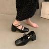 Outono 2024 Novo Estilo Francês Retrô Dedo Do Pé Quadrado Boca Rasa Sapatos Únicos Sapatos Femininos Mary Jane Sapatos Femininos Sapatos de Moda de Verão High-end