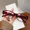 Montura de Gafas Roja Ankra para Mujer Sentido de Alta Gama 2025 Nuevo Corea del Sur Montura Cuadrada Sencilla Lisa Luz Antiazul Tendencia