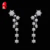 Joias Transfronteiriças Europeias e Americanas, Brincos Longos de Estrela Simples com Microincrustação de Diamantes Cintilantes, Brincos Elegantes e Versáteis de Gipsofila