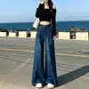 Calça Jeans Wide Leg Azul Retrô para Mulheres, Outono 2026 Novo Design Emagrecedor de Cintura Alta Jeans Solto A6328