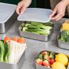 304 aço inoxidável fresco caixa de conservação de alimentos selada caixa de preparação de vegetais refrigerador alimentos frescos congelados caixa de armazenamento de grande capacidade