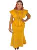 Suministro especial top de cintura estilo africano con sobrefalda larga, cuentas de uñas, perforaciones, color sólido, vestido talla grande europeo y americano