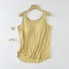 Modal com colete no peito feminino verão fino solto camisa base cor sólida sutiã grátis sem mangas