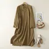 Vestido Novo Estilo Chinês para Mulheres de Outono, Nova Roupa Zen de Meditação para Leigos, Roupão Retrô Estilo Zen de Algodão e Linho