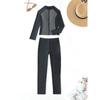 2025 nuevo traje de baño de dos piezas color gris negro para mujer, sexy, manga larga, protección solar, traje de buceo, cremallera, traje deportivo de moda
