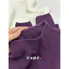 Camisa Base Tricot Roxo Uva Tendência para Mulheres, Camada para Outono e Inverno, Gola Alta Pequena, Manga Longa, Suéter Simples Macio