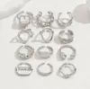 Set de Anillos de Estilo Europeo y Americano Transfronterizo para Mujer, Anillo Abierto Ajustable, Diseño de Nicho Geométrico Personalizado, Anillo de Alta Gama