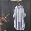 Camisa de algodão e linho Feminino 2023 Primavera e Outono Nova Camisa Top Solta de manga comprida Slim Look Exterior Casaco Puro Longo Mulheres