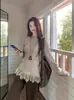 Camiseta Elegante e Rejuvenescedora de Renda Spliced com Mangas Longas para Mulheres, Nova Blusa de Base Soltinha para Outono e Inverno