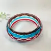 Joyería de Estilo Europeo y Americano, Pulsera de Resina con Elegante Diseño a Cuadros, Pulsera Redonda Transparente de Colores con Diseño Facetado