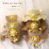 Sombrero de Sol Nuevo para Niños Sombrero de Paja de Verano para Niñas Set de Bolso Sombrero de Sol Protector Solar Verano Princesa Bebé Sombrero de Playa