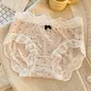 Ropa Interior de Encaje para Niña Sexy Linda de Cintura Media Sin Costuras Algodón Puro en la Entrepierna Seda de Hielo Lunares Bragas Triángulo Mujer Verano Delgadas