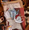 Paquete de Pegatinas Retro Story Serie de Tetera Tema de Tetera Materiales de Decoración para Diario Pegatinas 8 Hojas en 6 Diseños para Elegir