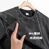 Camiseta de Algodón Puro Lavada y Desgastada Talla Europea 260g, Top Holgado Oversize Vintage para Hombre con Hombros Caídos y Manga Corta Personalizado