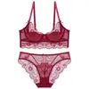 Conjunto de Sujetador Cómodo con Aro de Acero para Mujer, Sujetador Push-Up Transpirable con Orejas de Conejo y Soporte Lateral, Conjunto de Lencería de Encaje