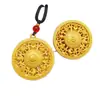Colgante de Cinco Bendiciones Chapado en Oro con Brújula de Ocho Tesoros y Símbolo de Fortuna, Collar del Dios de la Riqueza Amarillo para Mujer, Artículo Versátil de Lujo Ligero, Popular en Transmisiones en Vivo