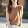 Otoño/Invierno 2026 Nuevo Suéter de Punto para Mujer Cuello Redondo Adornado con Pedrería Ajustado Corto Sin Mangas Chaleco Jersey Camiseta Base