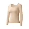 862 # Camélia Fragrância Nuvem de Proteína Base Camada Interna Feminina Gola V Slim Fit Alta Elasticidade Amigo da Pele Top Interno