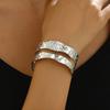 Pulsera Ins Europea y Americana de Lujo Ligero Plisada con Diseño Abierto Distintiva de Doble Capa con Sentido de Diseño de Nicho Pulsera Combinable