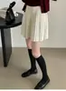 Falda de punto plisada de invierno para mujer, engrosada para un efecto adelgazante, falda corta de línea A, falda versátil de cintura alta, adecuada para figuras petite