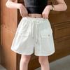 Shorts Cargo para Niñas Verano 2025 Nuevos Shorts de Longitud hasta la Rodilla para Niños Estilo Delgado para Niños Mayores Pantalones Ligeros de Verano para Uso al Aire Libre