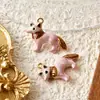 Aço inoxidável 316 dopamina desenho animado fofo pingente de animal esmaltado à mão acessórios de design componentes de joias DIY