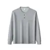 Camiseta de cuello redondo para hombre estilo vintage de otoño e invierno con decoración de botones, jersey sencillo, engrosada, cálida, sudadera de moda para hombre