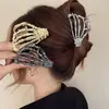 Pinza de Garra de Mano de Fantasma Gótico Plisada Tocado de Alta Gama Pinza para el Cabello Parte Posterior de la Cabeza Recogido Pinza de Tiburón de Metal Accesorios para el Cabello de Halloween