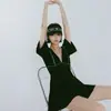Traje de Baño para Mujer 2026 Nuevo Estilo de Alta Gama Negro con Escote en V Traje de Baño tipo Falda para Mujeres Ligeramente Gorditas, Oculta la Forma del Cuerpo y Te Hace Ver Más Delgada, Adecuado para Aguas Termales
