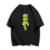 Camiseta divertida de algodão puro com estampa abstrata de emoji de alienígena, manga curta, corte solto para o verão, top unissex