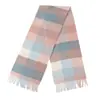 Bufanda 100% Lana de Cordero de Alta Calidad para Hombre y Mujer Versátil Engrosada Otoño e Invierno Estilo Nuevo Cuadros Costura Cálida para el Cuello Doble Uso