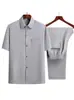 Conjunto de Camisa de Manga Corta Fina de Seda Helada de Verano para Personas de Mediana Edad y Mayores, Conjunto de Camisa de Manga Corta Holgada tipo Papá