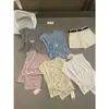 Liquidação, Sem Trocas ou Devoluções. Verão Estilo Coreano Design Simples Slim-Fit Design que Valoriza o Corpo Decote Redondo Franzido Manga Flare Camiseta 3910
