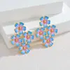 Brincos Artísticos Retro Franceses em Aço Inoxidável com Ouro 18K e Pingente de Flor Gotejante para Mulheres, Brincos Elegantes e Frescos para Outono e Inverno