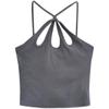Camisola de mujer con cuello de pétalo de flor de nicho con diseño de top pequeño y ombligo para interior y exterior de primavera y verano