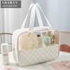 Nueva Bolsa de Maquillaje de Lujo Ligero de Gama Alta a Cuadros de PU de Alto Valor, Impermeable, Gran Capacidad, Portátil, Bolsa de Viaje, Organizador de Artículos de Tocador