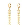 Pendientes de acero inoxidable con baño de oro de 18 quilates, estilo europeo y americano, ins, a la moda, simples, de temperamento popular, pendientes largos de cadena de hoja y cola de pez