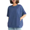 2026 Nova Camiseta Grande para Meninas Gordas que Cobre a Barriga, Caimento Solto, Emagrecimento, Redução de Idade, Cor Sólida, Versátil, Manga Meia para o Verão