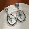 Aretes de Cruz de Piedra de Pino Explosiones Transfronterizas Aretes Exagerados de Alta Gama de Industria Pesada Aretes Creativos Bohemianos