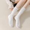 Meias de cano médio de cor sólida novas jk da moda femininas para primavera e outono, todas as combinações, modeladoras, com pressão segmentada, meias puxáveis, meias de algodão para joelho
