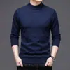 Novo Suéter de Tricô Meia-Gola 420g Outono/Inverno 2026 Alta Densidade Não Deforma Resistente ao Desbotamento Masculino